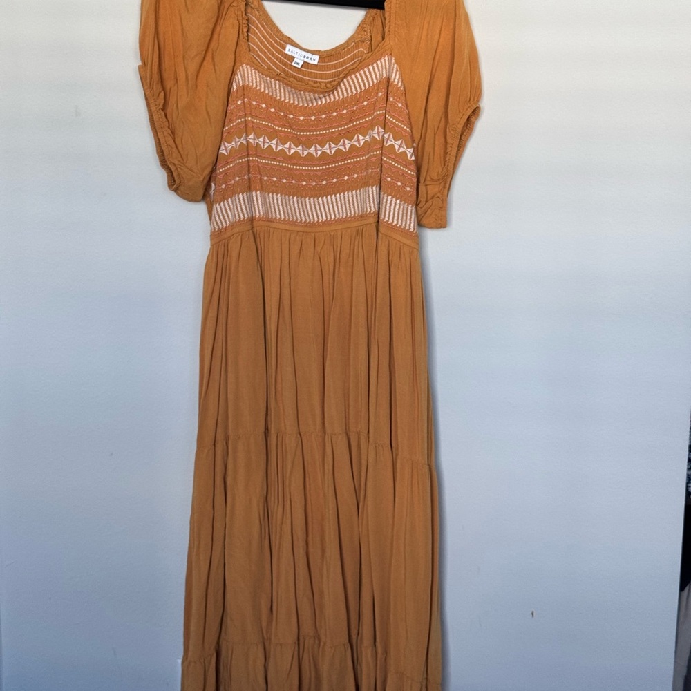 Plus Size Baltic Born Orange Puff Sleeve Maxi Sundress